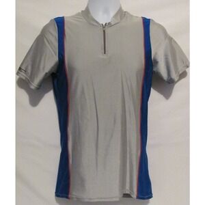 Cycling Wear Performance Mens Large L Shirt Made USA Silver Gray Blue Red